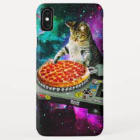 Funny Cute Space Cat DJ Music Pizza Fits Galaxy Kitty Pattern Fits Po