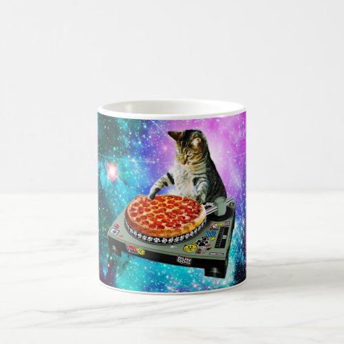 Space dj cat pizza coffee mug