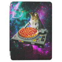 Funny Cute Space Cat DJ Music Pizza Fits Galaxy Kitty Pattern Fits Po