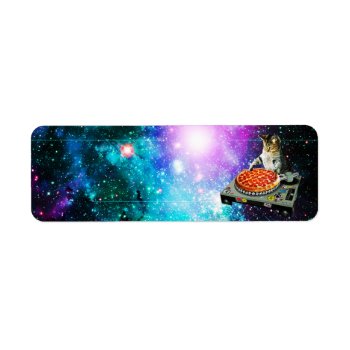 Space Dj Cat Pizza Label by jahwil at Zazzle