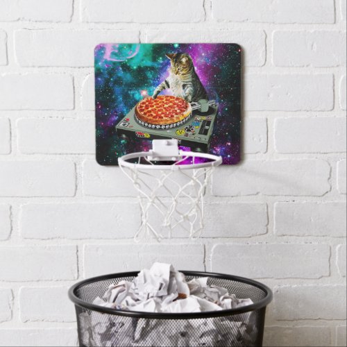 Space dj cat pizza mini basketball hoop