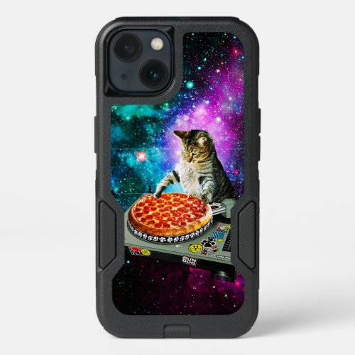 Space dj cat pizza iPhone 13 case