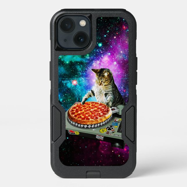 Space dj cat pizza otterbox iPhone case (Back)