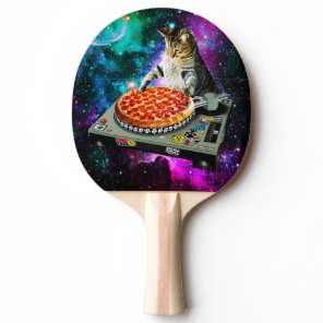 Space dj cat pizza ping pong paddle
