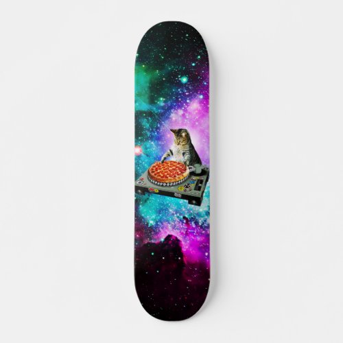Space dj cat pizza skateboard