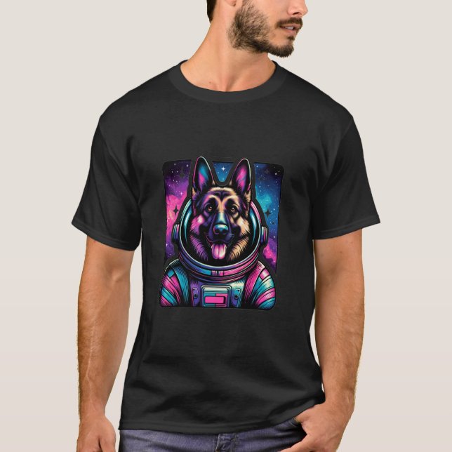 Space Dog German Shepherd Astronaut Adventure K9 P T-Shirt (Front)