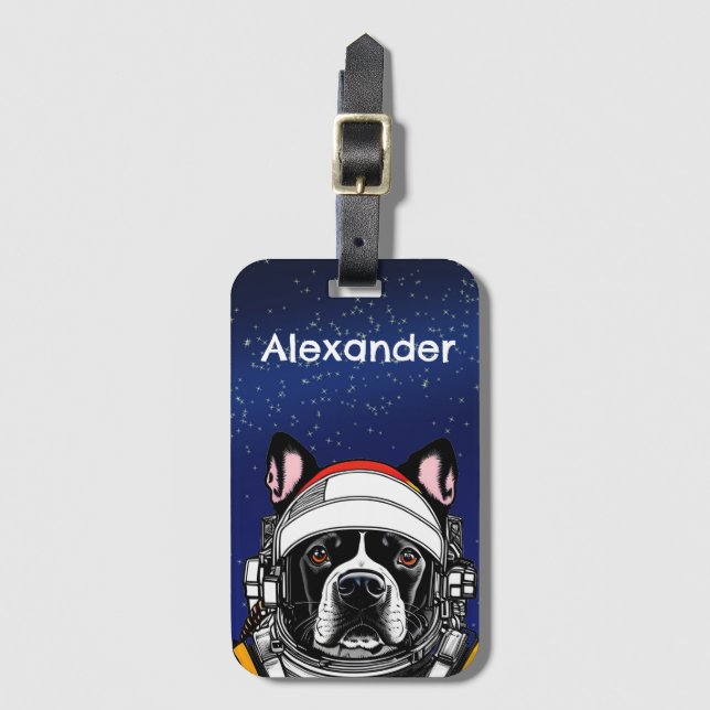 Space Dog Personalize Luggage Tag (Front Vertical)