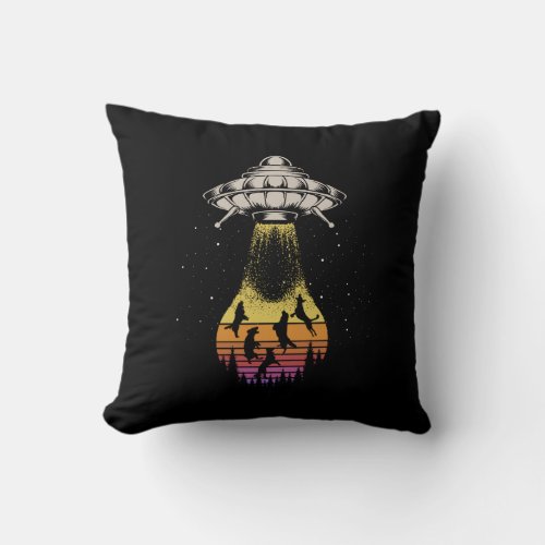 Space Dog UFO Dogs  Throw Pillow