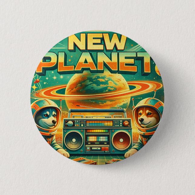 SPACE DOGS RADIO -  NEW PLANET LOGO26 BUTTON (Front)
