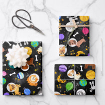 Space Dogs Watercolor Astronaut Puppies Wrapping Paper Sheets