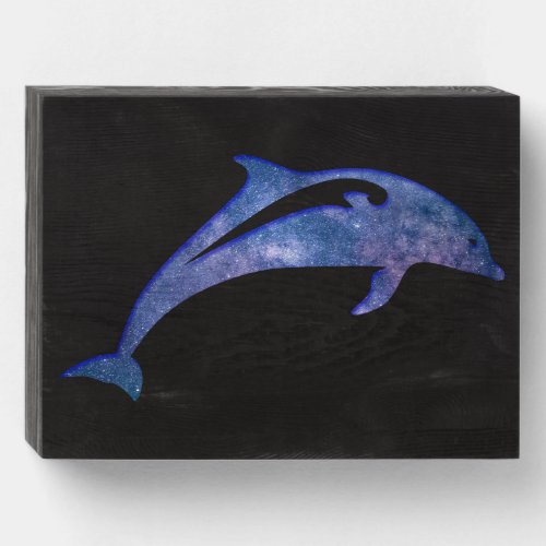 Space Dolphin Wooden Box Sign