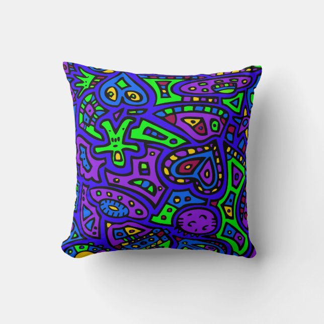 Space Doodle #2 Throw Pillow (Front)