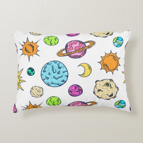 Space Doodles Cosmic Background Accent Pillow