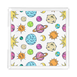 Space Doodles Cosmic Background Acrylic Tray