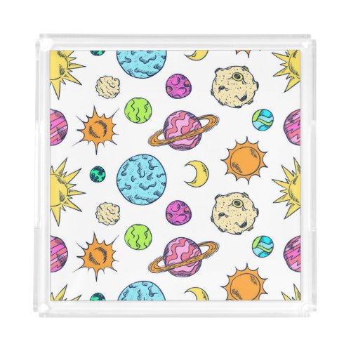 Space Doodles Cosmic Background Acrylic Tray