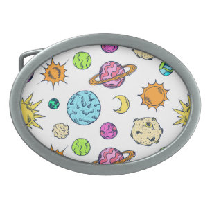 Space Doodles Cosmic Background Belt Buckle