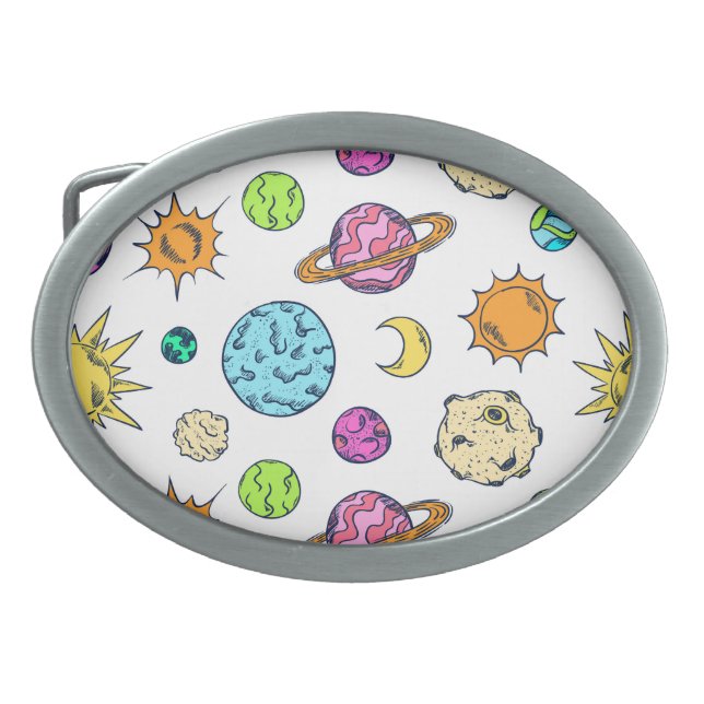 Space Doodles Cosmic Background Belt Buckle (Front)
