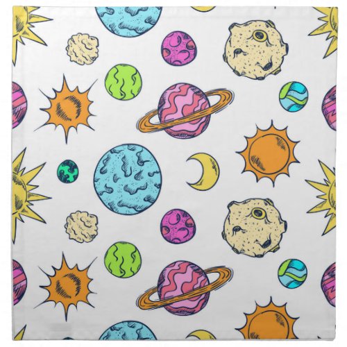 Space Doodles Cosmic Background Cloth Napkin