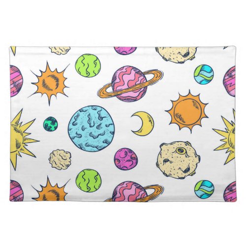 Space Doodles Cosmic Background Cloth Placemat