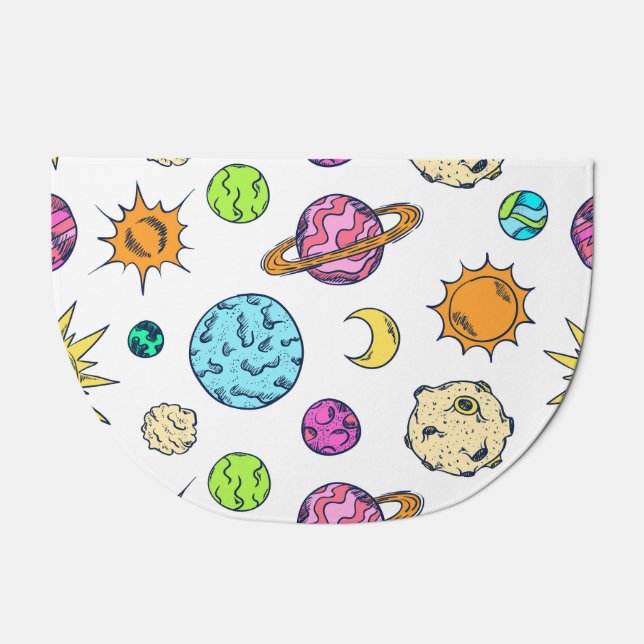Space Doodles Cosmic Background Doormat (Front)