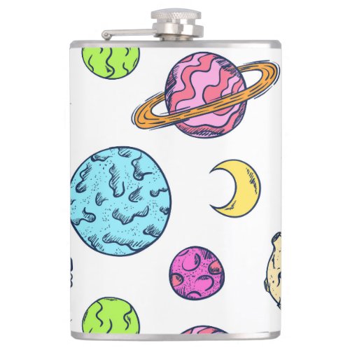Space Doodles Cosmic Background Flask