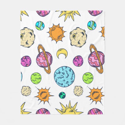 Space Doodles Cosmic Background Fleece Blanket