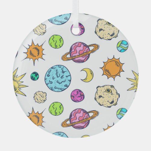 Space Doodles Cosmic Background Glass Ornament