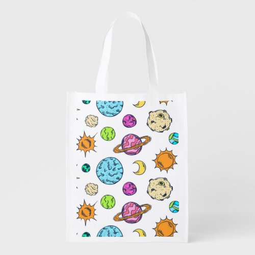 Space Doodles Cosmic Background Grocery Bag