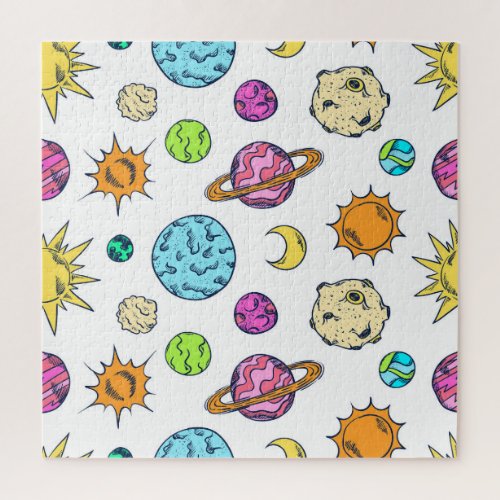 Space Doodles Cosmic Background Jigsaw Puzzle
