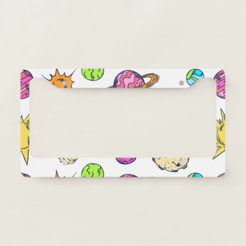 Space Doodles Cosmic Background License Plate Frame