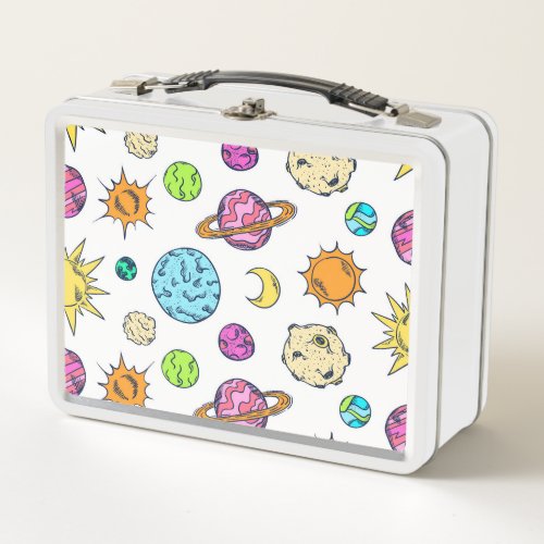 Space Doodles Cosmic Background Metal Lunch Box