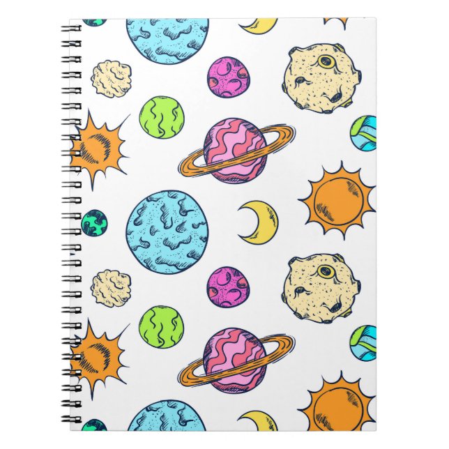 Space Doodles Cosmic Background Notebook (Front)