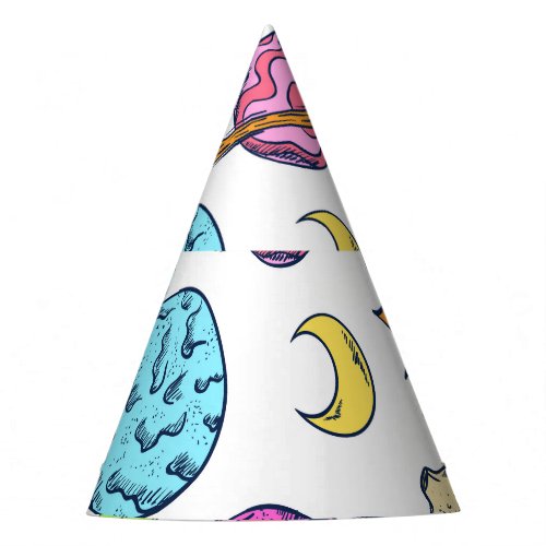 Space Doodles Cosmic Background Party Hat
