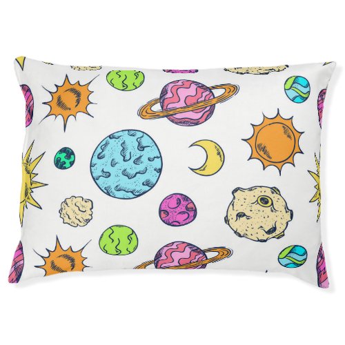 Space Doodles Cosmic Background Pet Bed