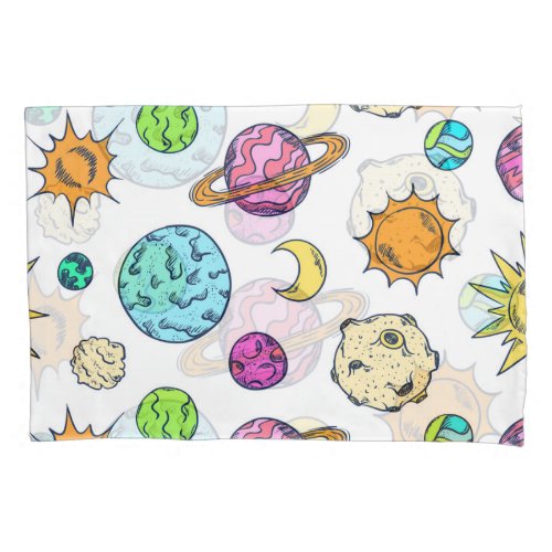 Space Doodles Cosmic Background Pillow Case