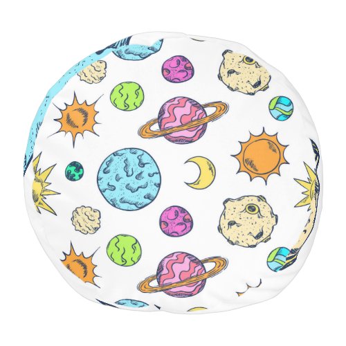 Space Doodles Cosmic Background Pouf