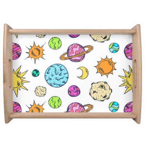 Space Doodles Cosmic Background Serving Tray