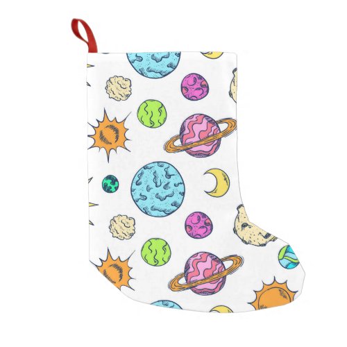 Space Doodles Cosmic Background Small Christmas Stocking
