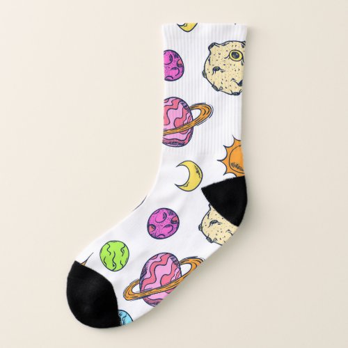 Space Doodles Cosmic Background Socks