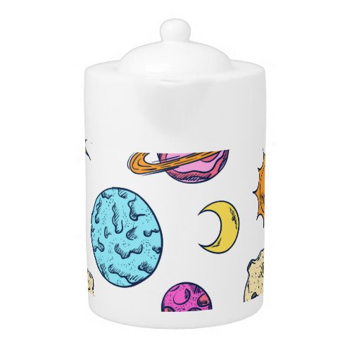 Space Doodles Cosmic Background Teapot