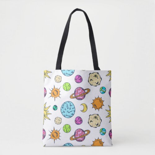 Space Doodles Cosmic Background Tote Bag