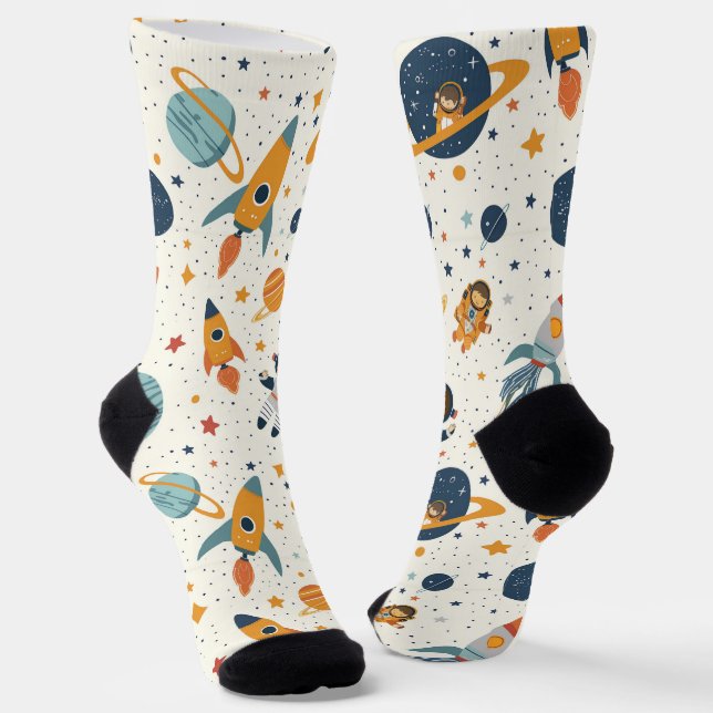 Space Drawings on White Socks (Angled)