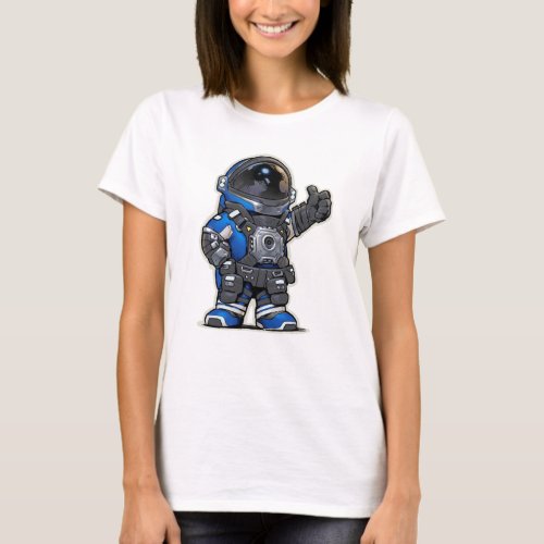 Space Engineers Cartoon Female Tshirt _ Blue