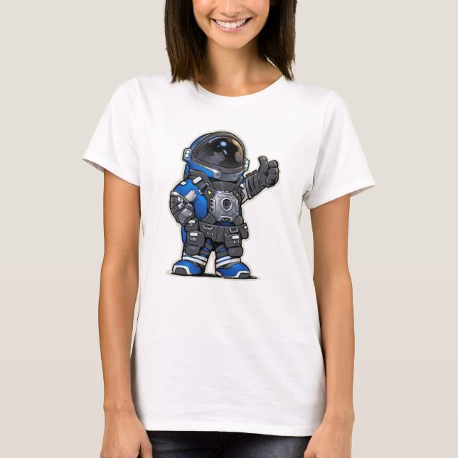Space Engineers Cartoon Female Tshirt - Blue (Front)
