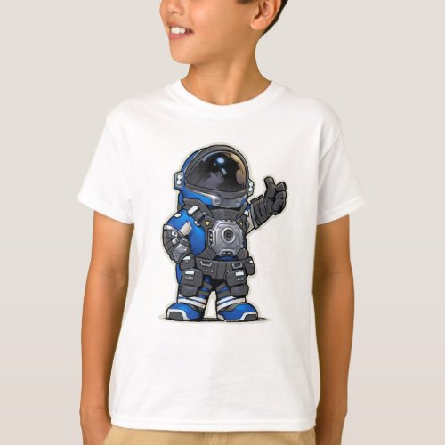 Space Engineers Cartoon Kids Tshirt _ Blue