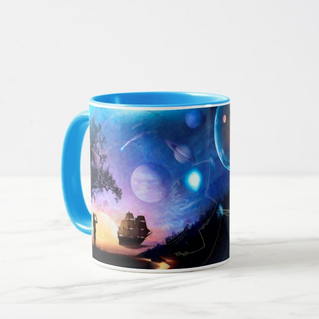 Space Exploration Artwork Voyager Spacecraft Mug (Front Left)