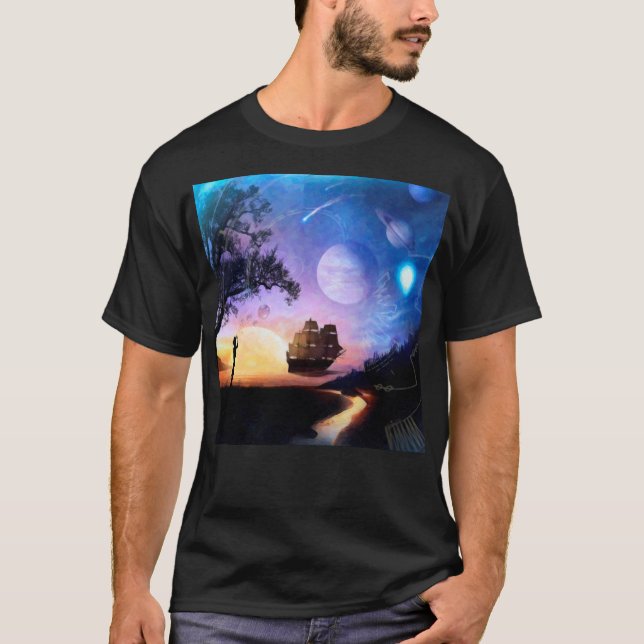 Space Exploration Artwork Voyager Spacecraft T-Shirt (Front)