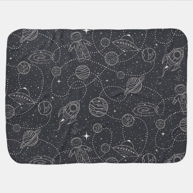 Space Exploration Galaxy Universe Stars Planets Baby Blanket (Horizontal)
