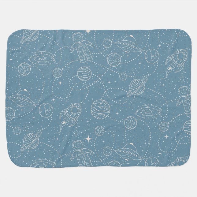 Space Exploration Galaxy Universe Stars Planets Baby Blanket (Horizontal)