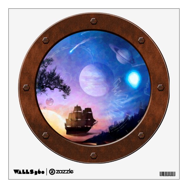 Space Exploration Voyager Steampunk Porthole Wall Decal (Front)